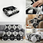 Fleece Blanket King - 104x90 Inch Lightweight & Buttery-Soft Throw for Bed, Sofa, Camping | 300GSM Cloud-Touch Microfiber | Cozy Essentials for Travel & Movie Nights, (Boho Black White)