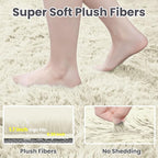 5x8 Area Rugs for Living Room: Soft Fluffy Shag Cream White Rugs for Bedroom, Non Slip Large Fuzzy Plush Rug Indoor Floor Carpet for Nursery Kids Boys Girls Room, Dorms, Playroom, Modern Home Decor