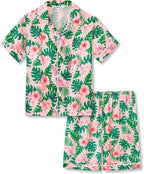 Beezizac Little & Big Girls Satin Silky Button Pajama Summer Short Sleeves Set Trendy Outfit Kid Size 6-16