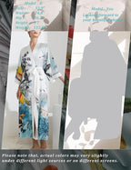 Aensso Long Soft Lightweight Silky Kimonos Robes for Women, Luxury Japanese Floral Womens Kimono Robe
