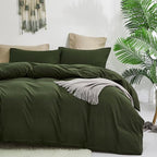 Cottonight Army Green Comforter Set Full Dark Green Bedding Set Plain Blanket Quilts Modern Soft Breathable 3 Piece Comforter Set for Women Men