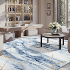 CRYPTOLITE Abstract Area Rug 4x6 Washable Rug with Non-Slip Backing Low Pile Area Rug Area Rugs for Living Room, Bedroom, Dining Room, Blue