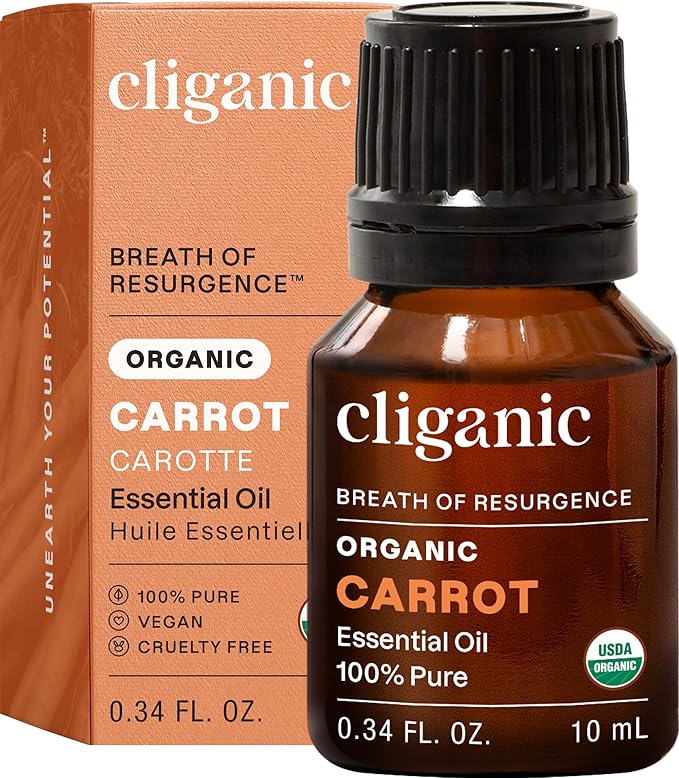Cliganic Carrot Seed Essential Oil, 100% Pure Natural for Aromatherapy | Non-GMO Verified