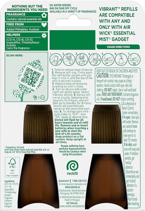AIR WICK Essential Mist Twin Refill – White Sage & Mahogany (2x.67) oz. (Pack of 2)