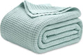 Bedsure Gentlesoft 100% Cotton Blanket King Size for Bed - Cooling Breathable and Soft for Spring Summer, Thick Cozy Waffle Weave Blanket Gifts for Women, Mint, 104x90 inches