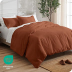Bare Home Bedding Duvet Cover Extra Long Size - Premium 1800 Super Soft Collection - Lightweight, Cooling - Soft Breathable Bedding Duvet Cover (Twin/Twin XL, Terracotta)