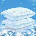 QUTOOL Double Sided Cooling Pillow for Hot Sleepers, Shredded Memory Foam Pillows King Size Set of 2, Adjustable Soft & Firm Gel Bed Pillow for Side, Back, Stomach Sleepers