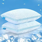QUTOOL Double Sided Cooling Pillow for Hot Sleepers, Shredded Memory Foam Pillows King Size Set of 2, Adjustable Soft & Firm Gel Bed Pillow for Side, Back, Stomach Sleepers