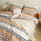 Luxlovery Aztec Comforter Set Cal King Boho Geometric Bedding Set Beige Orange Black Colorful Farmhouse Blanket Quilts Soft Rustic 3PCS Comforter Set California King