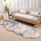 Genuine Sheepskin Rug with Little Patches-Real Wool Throw Carpet Pad for Bedroom Floor Living Room Sofa Fur(Wolf Tipped, 2FT×6FT Patchwork)