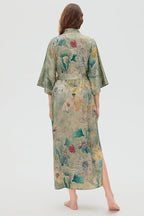 PRODESIGN Kimono Robes for Women - Long Silky Sleepwear Nightgown Bathrobe Floral Dressing Gowns Blouse Bride Bridesmaid Robe