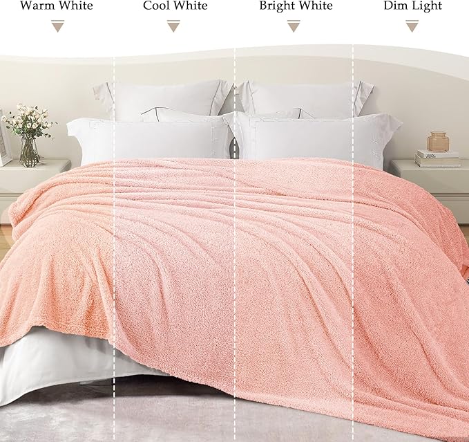 Exclusivo Mezcla Fleece Bed Blankets Queen Size, Ultra Soft, Lightweight and Fuzzy Light Pink Blanket for Women, Home Decor, 90x90 Inches