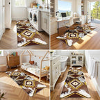Western Rugs for Living Room,2x7ft,Moroccan Geometric Runner Rug,Cow Print Decor Faux Cowhide Rug,Machine Washable Western Decor Hallway Runner Rugs,Floor Mat for Kitchen, Bedroom Entrance,