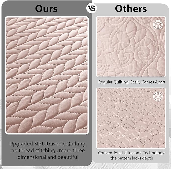 IR Imperial Rooms 8 Pack California King Quilt Bedding Set (118"x106") - Bulk Wholesale for Hotels, Guest Bedroom & Airbnbs - Lightweight Microfiber Reversible Embossed Quilts Bedspread (Peach)