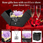 Lebana Preserved Light Purple Real Rose with Heart I Love You Necklace -Eternal Flowers Rose Birthday Gifts for Women Her Mom Wife Girlfriend Grandma on Valentines Mothers Day Christmas Anniversary