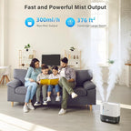 JRD Humidifiers for Bedroom, Ultrasonic Humidifier 4L for Large Room, Cool Mist Top-Fill, 40H Run, 12H Timer, 360° Nozzle, Aroma Diffuser, 7-Color Night Light for Home, Office, Baby(White)