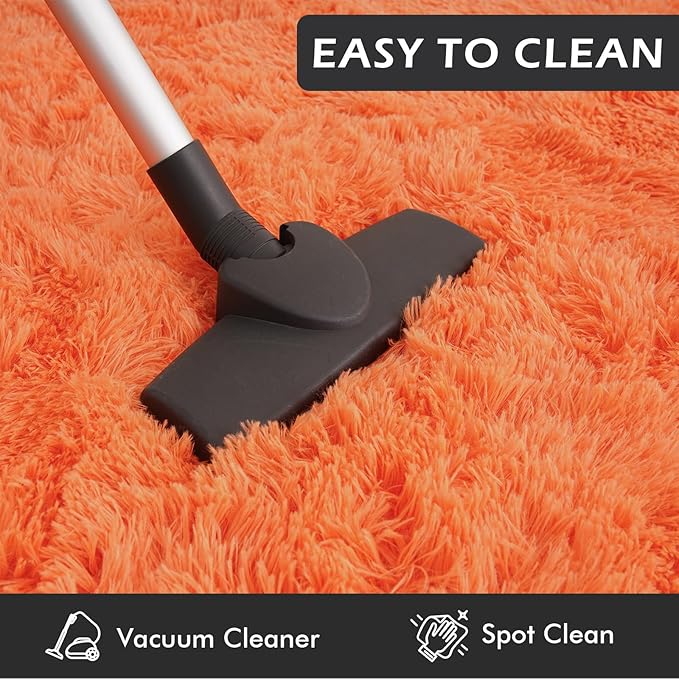 Softlife Orange Area Rug for Living Room, Fluffy Shag Plush 6x9 Rugs for Bedroom Girls, Shaggy Soft Fuzzy Kids Large Carpet for Dorm Bedside Ultra Cozy Non-Slip Indoor Decor