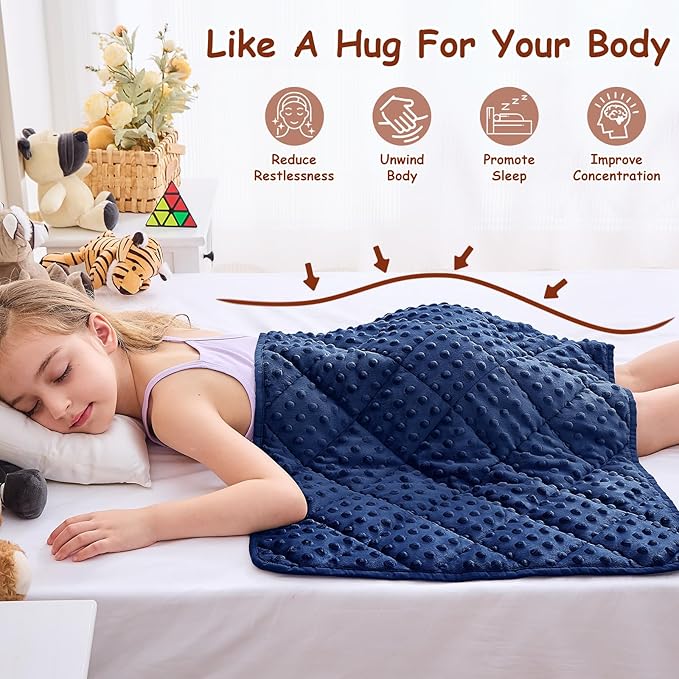 yescool Weighted Lap Pad 2 lb Blue Small Lap Blanket, Weighted Lap Blanket Cooling Heating Weighted Throw Blankets, Minky Blankets Gifts for Travel Outdoor Indoor, 20 * 30in