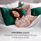 Bedsure Satin Pillowcase 2 Pack Similar to Silk Pillow Cases Standard Size, Pillow Case with Envelope Closure,Green Home Decor Gifts for Women Men, Dark Green, 20x26 Inches, 2pcs