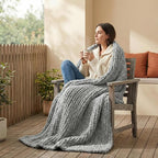 Amélie Home Chunky Knit Throw Blanket for Couch, Soft Chenille Handmade Crochet Throw Rope Knot Blanket for Children, 40"x50", Light Grey