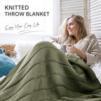 RECYCO Cable Knit Moss Green Throw Blanket Twin Size for Couch, Super Soft Warm Cozy Decorative Knitted Throw Blanket 3.6LB for Bed, Sofa, Chair Large 60"x80"