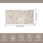 3x6 Non-Slip Washable Kitchen Rug - Soft Wide Indoor Carpet Runners for Entryway, Hallway, Bathroom with Rubber Backing, Modern Distressed Low-Pile Thin Floor Runner (Beige Grey,3x6)