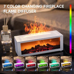TMEHM Fireplace Flame Air Diffuser Humidifier,7 Colors Aromatherapy Essential Oil Diffuser,Ultrasonic Aroma Humidifier with Timer for Home,Bedroom,Office,Yoga (White, L)