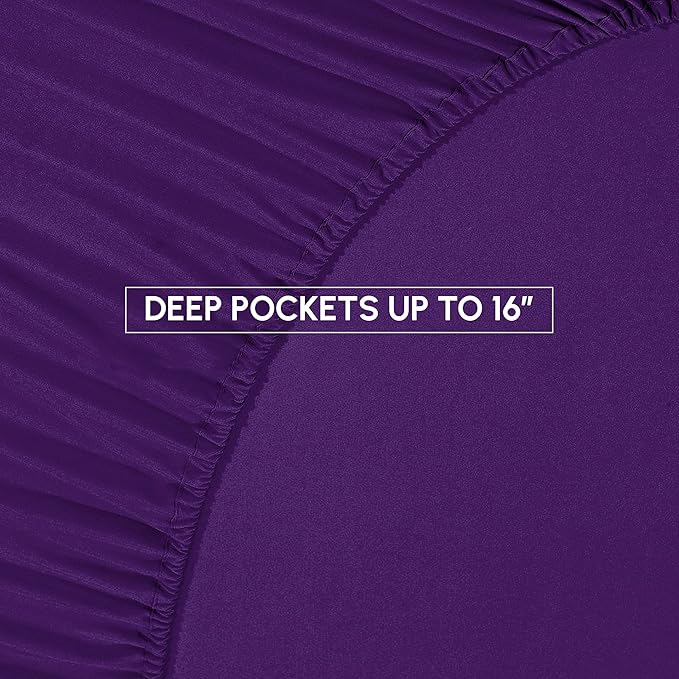 Elegant Comfort 8-Piece Pinch Pleated Comforter Set - All Season Complete Bed in a Bag, Includes 4pc Smart Sheet Set, Bed Skirt, Comforter, Matching Pillowcases and Shams, Full/Queen, Purple