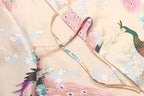 Women's Short Kimono Robes Bride and Bridesmaid Satin Floral Bathrobe Peacock Sleepwear Dressing Gown for Wedding Party
