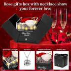 2 Preserved Real Rose with Heart I Love You Necklace- Eternal Rose Birthday Gifts for Women Wife Girlfriend Her Mom Grandma on Festivals Gifts Christmas Valentines Mothers Day Anniversary-Red White