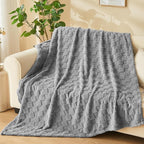 NEWCOSPLAY Super Soft Queen Blanket Grey Premium Silky Flannel Fleece 3D Checkered Lightweight Bed Blanket All Season Use (Grey Checkered, Queen(90"x90"))