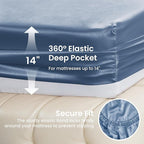Love's cabin Twin Satin Sheets Sets - 3 Piece Ash Blue Silky Bed Sheets with Deep Pockets, Luxury Silk Feel Satin Twin Size Sheet Set Bedding Set (1 Flat Sheet,1 Fitted Sheet,1 Pillow case)