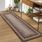 RUGSREAL Runner Rug 2x8 Machine Washable Hallway Runner Rug Entryway Long Runner Carpet Braided Printed Throw Mat Non Slip Kitchen Mat Living Room Rustic Carpet for Bedroom Dining Room, Brown