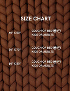 YnM Chunky Throw Blanket, Medium-Weight, Hand Knitted, Skin Friendly, Ventilated and Breathable, Machine Washable, Home Décor Piece for Couch, Sofa and Bed (Brown, 40x50 Inch)