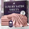 SLEEP SANCTUARY Satin Sheets Twin Size – 3 Piece Luxury Silky Bed Set, Softer Than Silk, 15" Deep Pocket, Cooling & Wrinkle-Free, Moisture-Wicking & Breathable for Hair & Skin (Blush Pink)