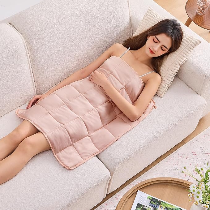 Pink Weighted Lap Blanket for Adults 5lbs, 29"x33", Cooling Heavy Throw Blanket, Portable Travel Weighted Blankets, Soft Small Blankets Gift for Sleeping