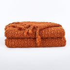 Home Soft Things Chunky Knit Basket Weave Throw Blanket 50"x60" - Boho Soft Microfiber with Braided Tassels - All Season Cozy Decorative Throw for Couch, Sofa, Bed, Indoor & Outdoor - Rust