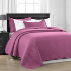 IR Imperial Rooms Twin Quilt Bedding Set Size (68” x 86”) + 1 Pillow Shams (20” x 26” + 2”) - 2 Pcs All Season Lightweight Reversible Microfiber Coverlet Embossed Quilt Bedspread (Purple)