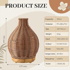 Copkim Essential Oil Diffuser Rattan Woven Boho Aroma Humidifier 80ml Ultrasonic Aromatherapy Diffuser with Timer and Waterless Auto-Off 2 Mist Modes Noiseless Warm Light for Home Office Bedroom