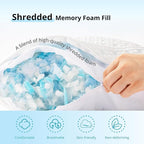 EGOHOME Cooling Shredded Memory Foam Pillows for Hot Sleepers, Adjustable Bed Pillows for Side, Back or Stomach Sleepers, Neck Pillows for Sleeping, Queen Pillow with Removable Cover(1PC)