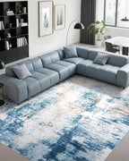 CRYPTOLITE Area Rugs 8x10 Rug for Living Room Abstract Washable Rug with Non-Slip Backing Low Pile Area Rug for Bedroom, Dining Room, Blue