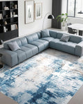 CRYPTOLITE Abstract Area Rug 5x7 Washable Rug with Non-Slip Backing Low Pile Area Rug Area Rugs for Living Room, Bedroom, Dining Room, Blue