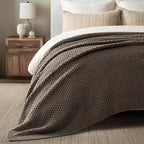 EVERGRACEHOME Chunky Chenille Knit Throw Blanket for Couch, Soft Luxurious Oversized King Moss Stitch Blanket for Bed, Large Cozy Farmhouse Knitted Throw for Sofa, Mocha Brown, 92" x 108"