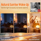 Sunrise Alarm Clock & White Noise Machine, Effective Alarm Clocks for Deep Sleepers, Bluetooth Speaker Wake Up Light, Sunset Simulation, 30 Soothing Sounds, FM Radio, USB Phone Charging Port