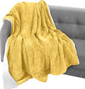Elegant Comfort Throw Blanket, Reversible Sherpa Flannel, Ultra-Soft, Fuzzy, Cozy and Plush- All Season Lightweight Decorative Throw, 50 x 60 inches, Solid Sherpa Throw, Yellow