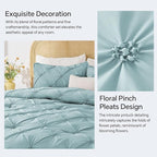 BEDELITE Dusty Blue Twin Comforter Set - 2 Peices Boho Pintuck Bedding Comforter Sets, Lightweight Soft & Warm Twin Bedding Sets with 1 Pillowcase for All Season