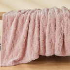 NEWCOSPLAY Super Soft Throw Blanket Dusty Pink Love Premium Silky Flannel Fleece 3D Heart Checkered Lightweight Bed Blanket All Season Use (Dusty Pink Love, Throw(50"x70"))