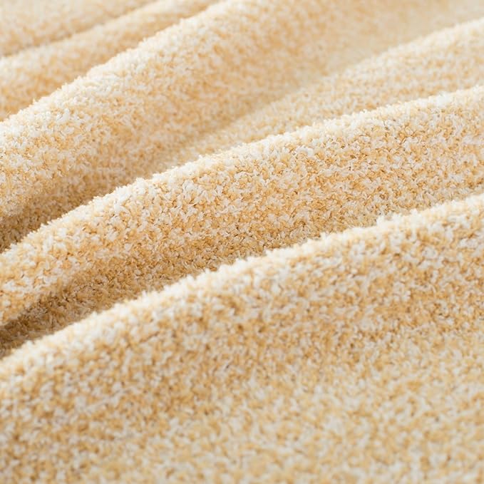 Carriediosa Heather Throw Blanket 50" X 60", 400GSM Ultra Soft Microfiber Fuzzy Fluffy Reversible Knitted Blankets Cozy Plush Lightweight and Warm Fall Throws for Couch, Bed, Sofa, Yolk Yellow