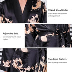 Haseil Men's Satin Robe Dragon Luxurious Silk Spa Long Sleeve House Kimono Bathrobe