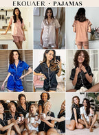 Ekouaer 2 Pack Pajama Sets for Women Silk Satin Pj Short Sleeve Button Down Sleepwear Top and Shorts Summer Lounge Set S-XXL